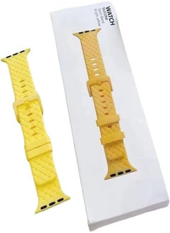 Sport Band Compatible with Apple Watch Bands 49mm 45mm 44mm 44mm 42mm, Soft Silicone Wristband Strap with Classic Clasp for iWatch Series 10 9 Ultra SE 8 7 6 5 4 3 for Women Men, Yellow Color