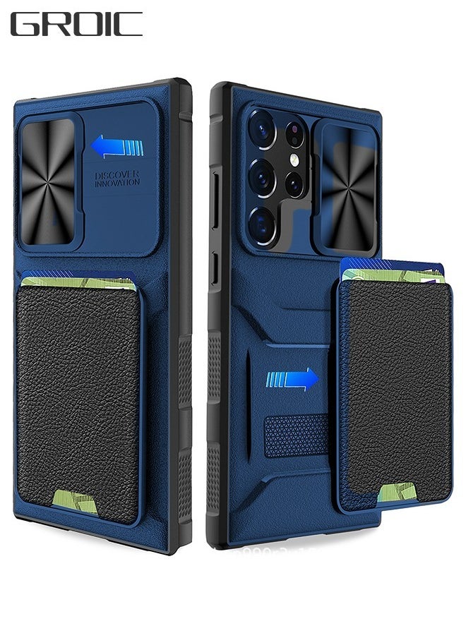 GROIC - Design for Samsung Galaxy S23 Ultra 6.8" Wallet Case, 2 in 1 Detachable Wallet Card Slot & Slide Camera Cover Case with Heavy Duty Protection Shockproof Shell - Image 1