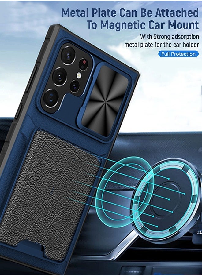 GROIC - Design for Samsung Galaxy S23 Ultra 6.8" Wallet Case, 2 in 1 Detachable Wallet Card Slot & Slide Camera Cover Case with Heavy Duty Protection Shockproof Shell - Image 1