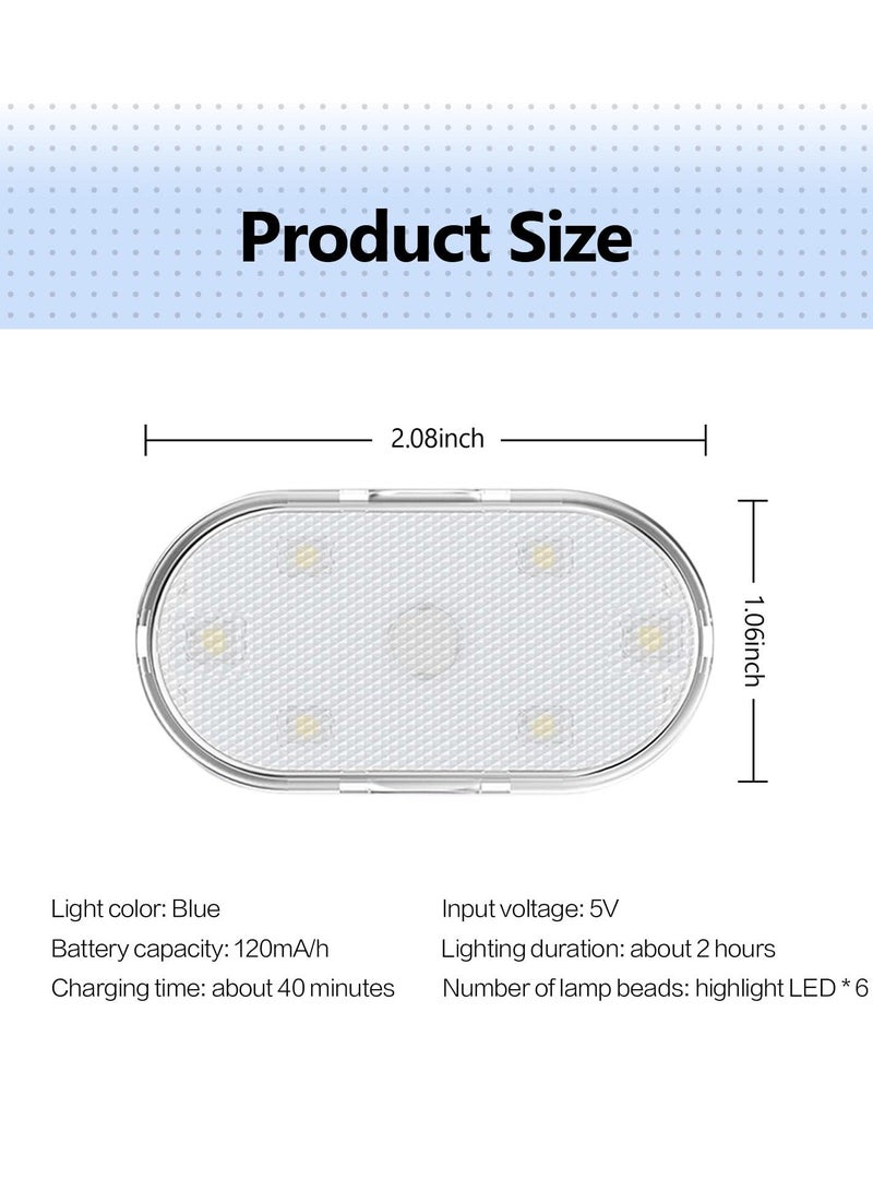 Car LED Lights, Interior Portable Small Incar LED Touch Lights with 6 Bright LED Lamp Beads, USB Rechargeable Lighting Light Car Emergency Light (Purple Light) - Image 2