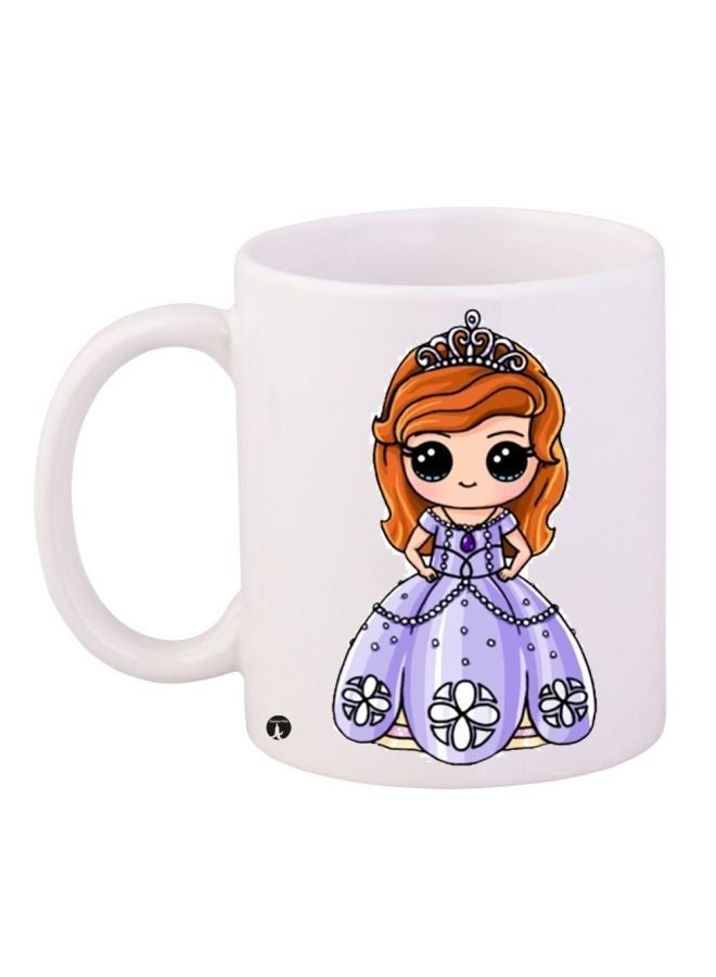 Phone Planet Princess Printed Coffee Mug White/Purple/Brown