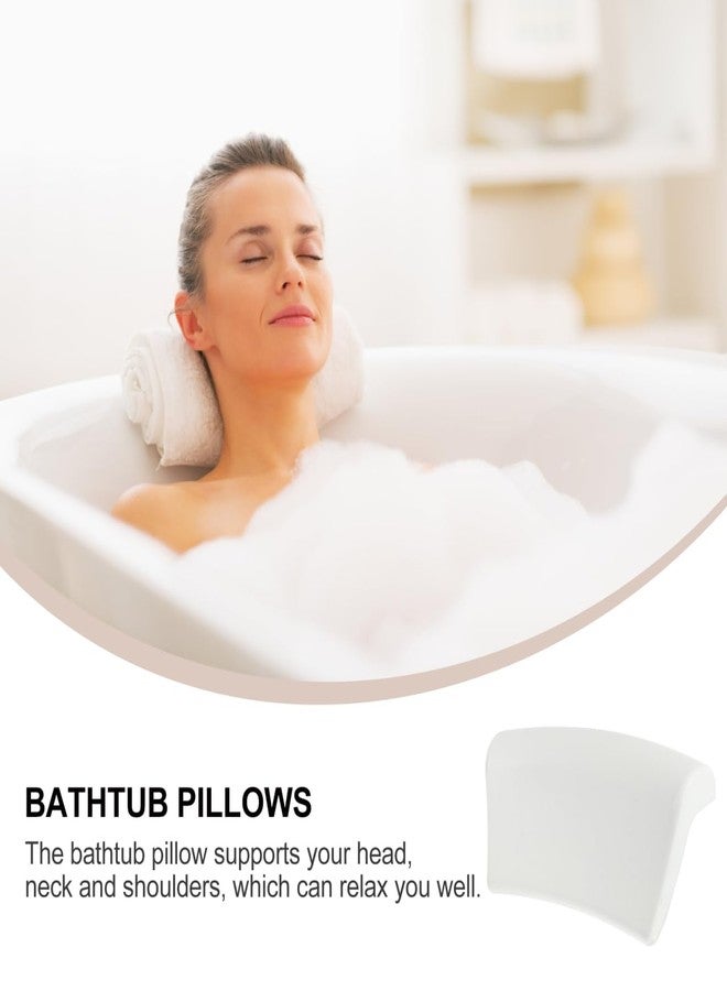 POPETPOP Bath Pillow for Tub - PU Wave Bath Pillow, White Bath Tub Pillows for Head and Neck, Waterproof Tub Pillow for Bathtub, Bath Accessories for Women Men Home, Hotel, Salon, Spa (11.59'' X 5.70' - Image 2