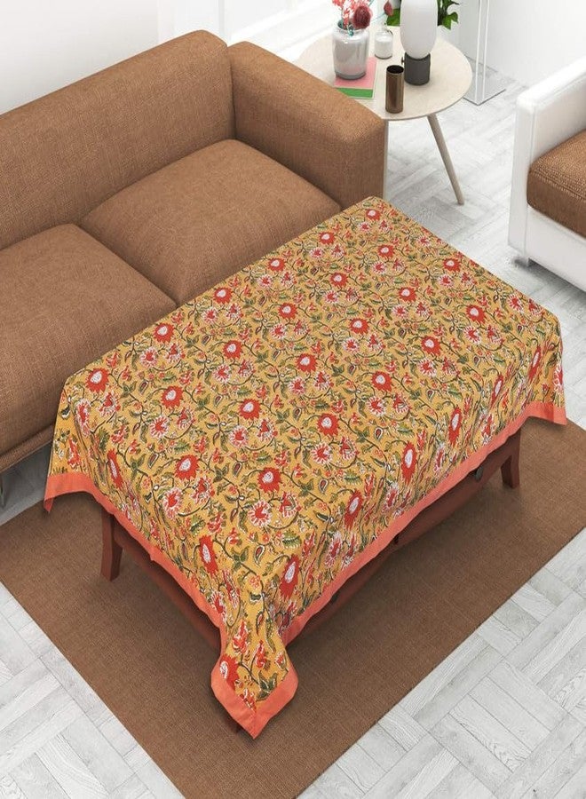 Texstylers Cotton Rectangular Pack of 1 Orange 4 Seater Center Table Cloth Cover, 40 x 60 Inches Suitable for Elegant Home,Living Room,Study Table Purpose - Image 1
