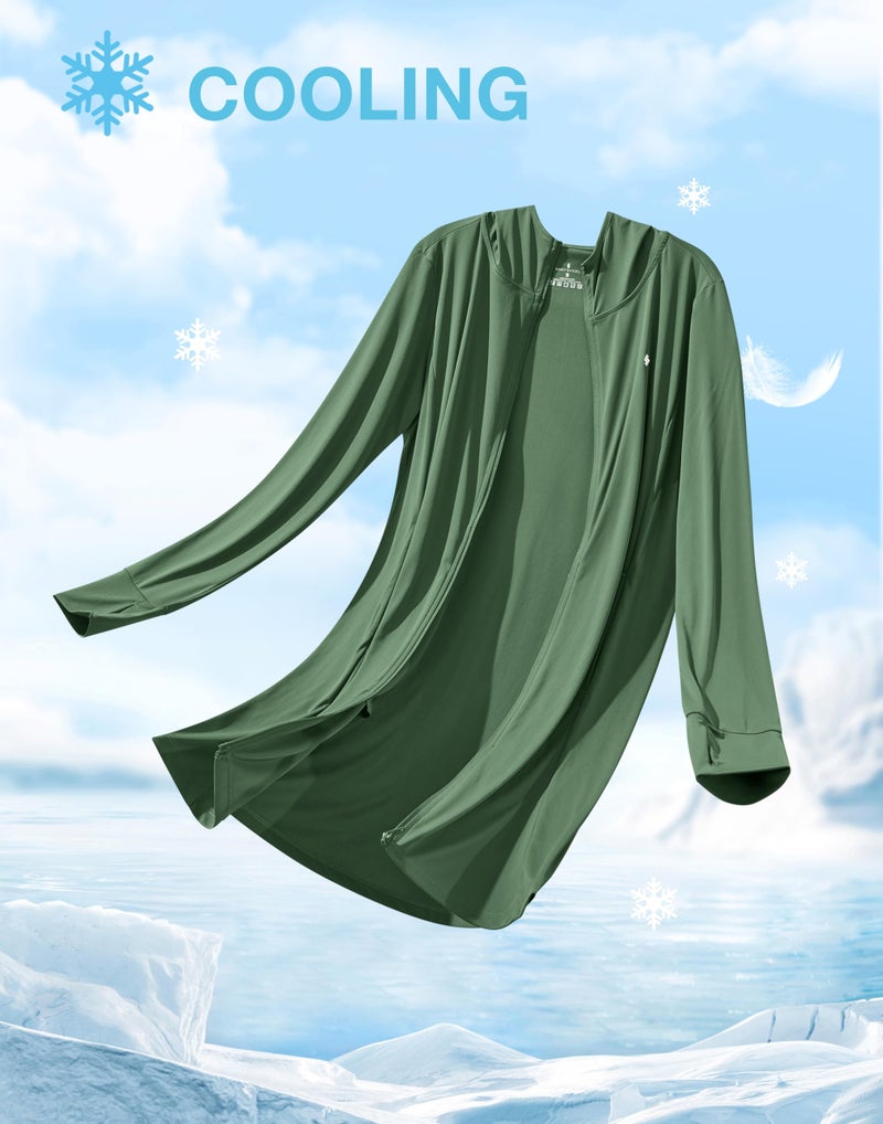 Soothfeel Women's UPF 50+ Swim Cover Up Sun Protection Hoodie SPF Lightweight Jacket Long Sleeve Beach Cover Ups for Women (Green,L) - Image 4