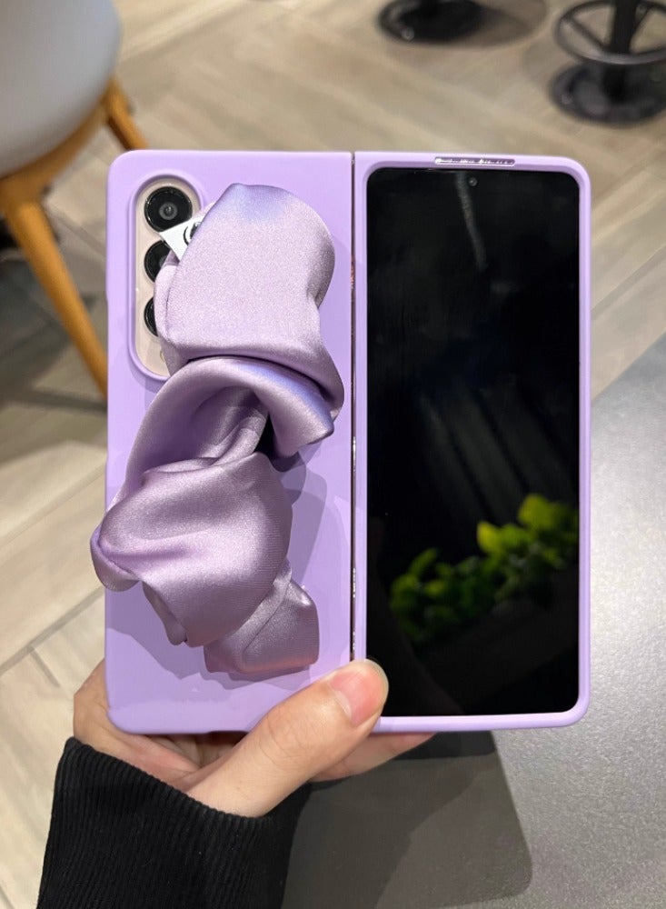 Violet Silk Wristband For Samsung Galaxy Z Fold 6 Mobile Phone Case Folding Screen Protective Cover - Image 1
