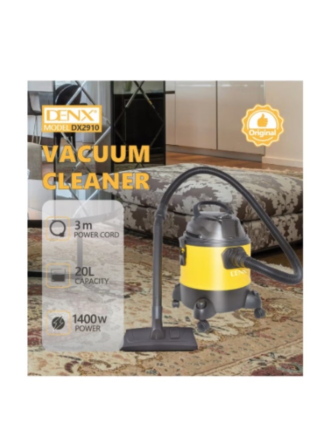 Denx 1400W 20L Cylinder Vacuum Cleaner for Wet and Dry Cleaning - Image 4
