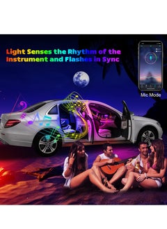 KASTWAVE Car LED Interior Lights 4PCS 48 LED Interior Lights DC 12V Multicolor Music Car Strip Light Under Dash Lighting Kit with Sound Active Function and Wireless Remote Control Car Interior Accessories  - Image 2
