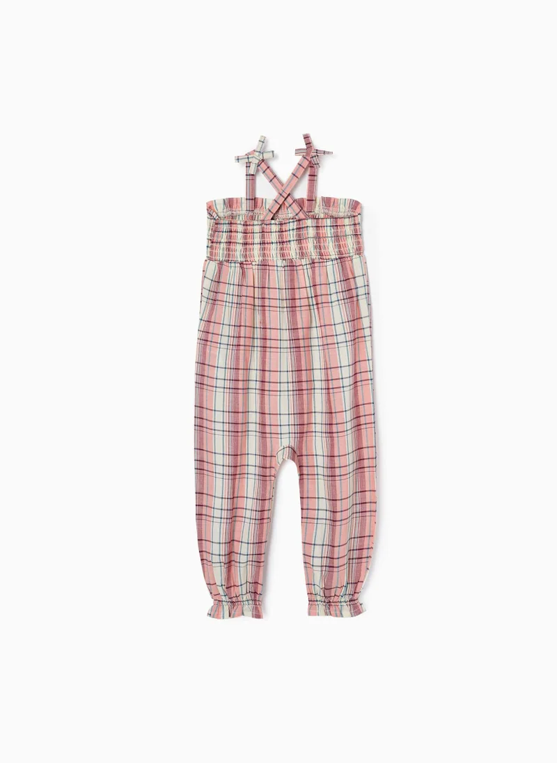 زيبي Plaid Jumpsuit in Cotton for Baby Girls