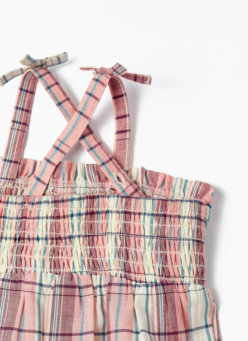 زيبي Plaid Jumpsuit in Cotton for Baby Girls