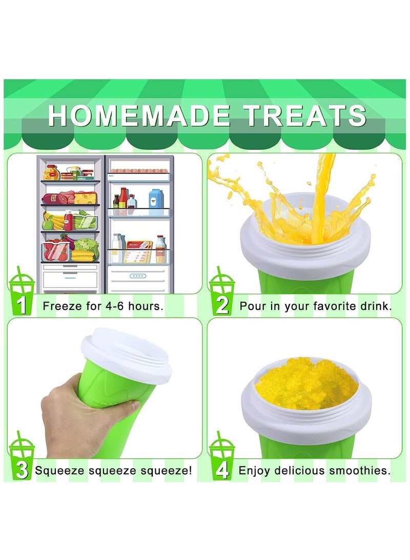 Slushie Maker Cup Magic Quick Frozen Smoothies Cup Portable Silica Freeze Mug Ice Cream Maker with Dome Lids Spoon (400ml Green) - Image 3
