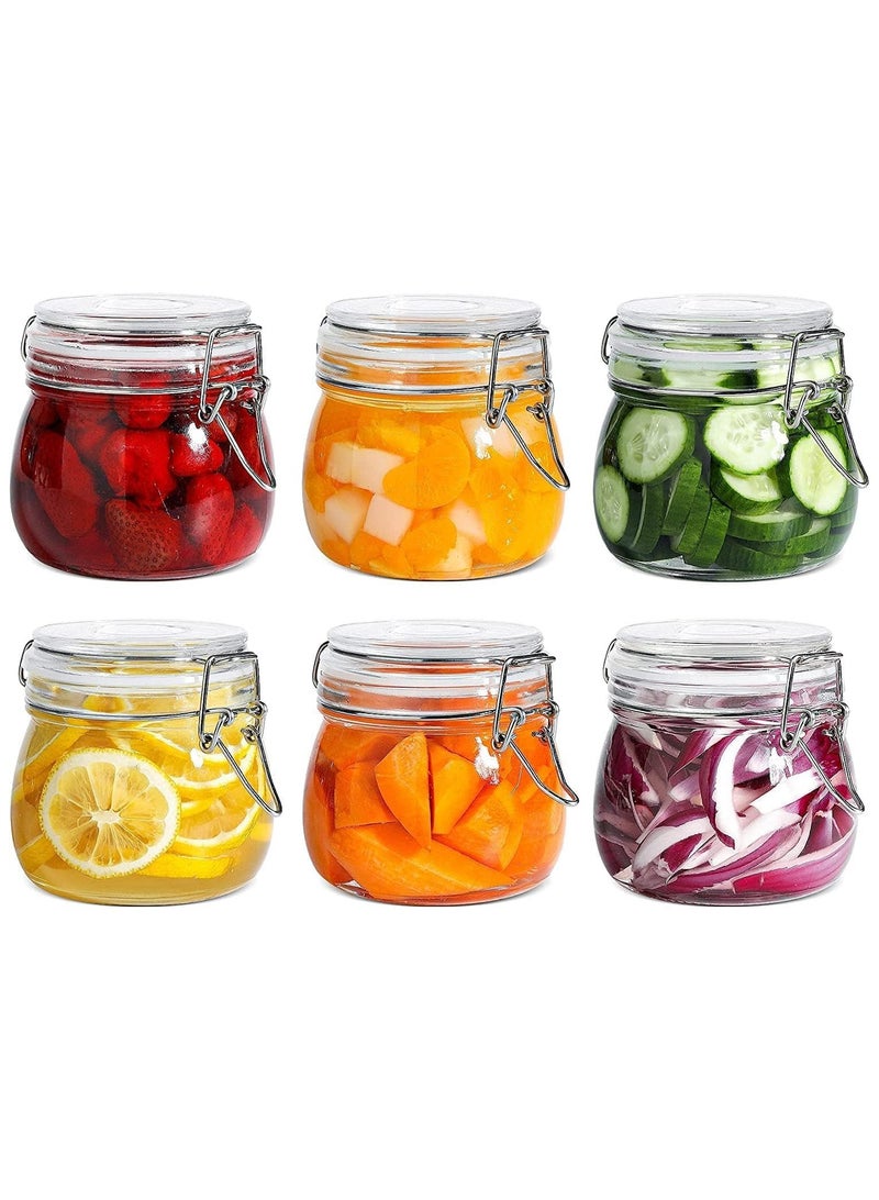 Airtight Glass Canister Set of 6 500ml – Food Storage Jars with Wire Clip Lids & Clear Sealing Ring  - Image 1