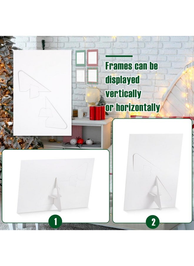 Leinuosen Leinuosen 120 Pcs Christmas Picture Frame Ornaments 4x6 Paper Photo Frames Bulk Cardboard Frames with Stand DIY Red and Green Photo Crafts Frame for Hanging Ornament Decorations (Plaid Theme)  - Image 3