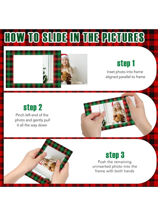 Leinuosen Leinuosen 120 Pcs Christmas Picture Frame Ornaments 4x6 Paper Photo Frames Bulk Cardboard Frames with Stand DIY Red and Green Photo Crafts Frame for Hanging Ornament Decorations (Plaid Theme)  - Image 4