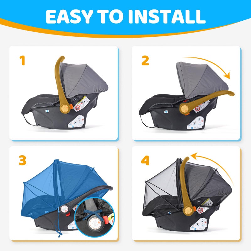 Orzbow Baby Mosquito Net for Car Seat, Universal & Breathable Infant Car Seat and Stroller Bug Net, Carseat Insect Protection, Suitable Summer Night Walking, Baby Camping & Travel, Black - Image 5