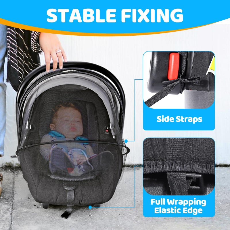 Orzbow Baby Mosquito Net for Car Seat, Universal & Breathable Infant Car Seat and Stroller Bug Net, Carseat Insect Protection, Suitable Summer Night Walking, Baby Camping & Travel, Black - Image 4