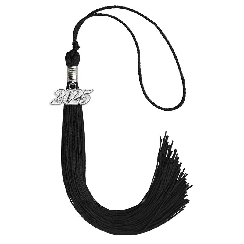 Endea Graduation Single Color Tassel with Silver Date Drop Black 2025