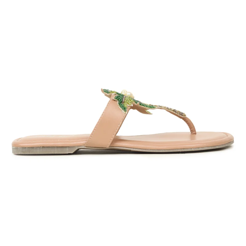 Sandal Stories Beige Palm Tree Paradise Flats for Women