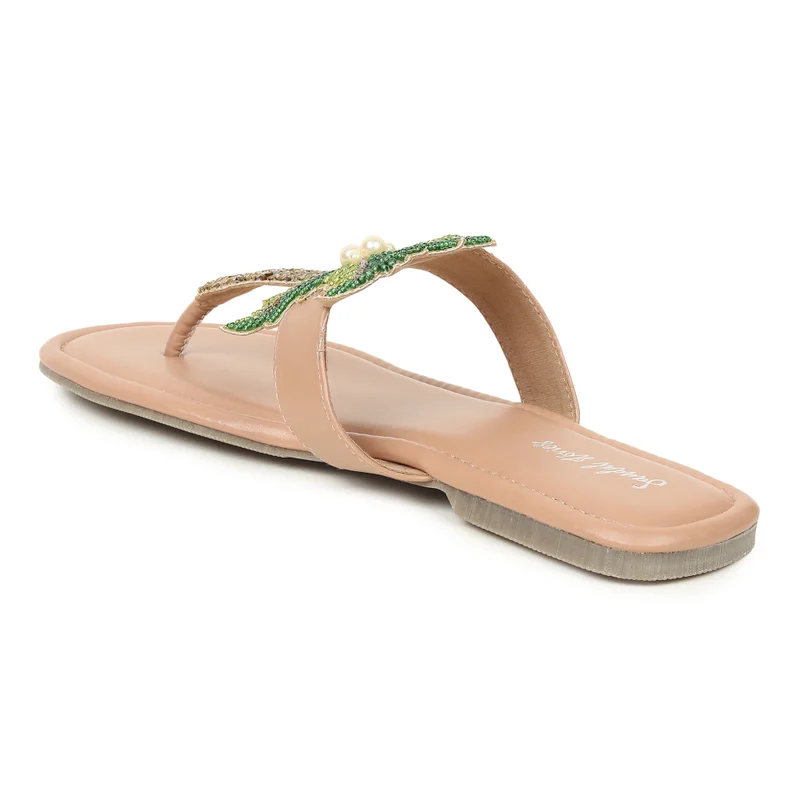 Sandal Stories Beige Palm Tree Paradise Flats for Women