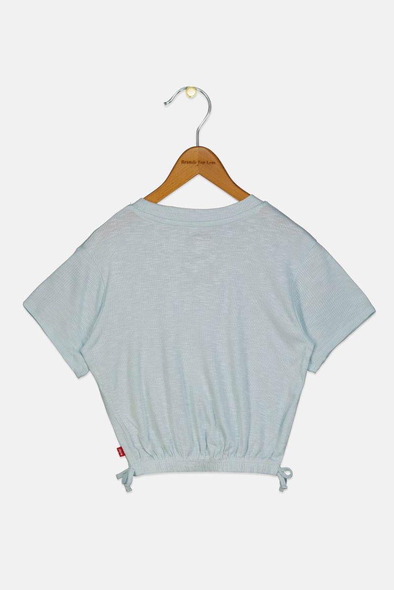 Levi's Kids Girl Crew Neck Short Sleeves Graphic Print Tops, Mint Blue - Image 2