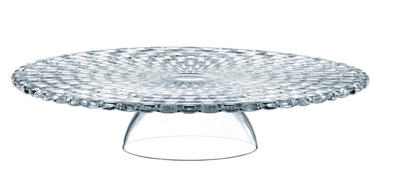 Nachtmann Nachtmann Bossa Nova Collection Crystal Chip  DipCake Plate Use as a Cake Stand or Serving Platter with Attached Bowl Glass Round 13Inch Dishwasher Safe 