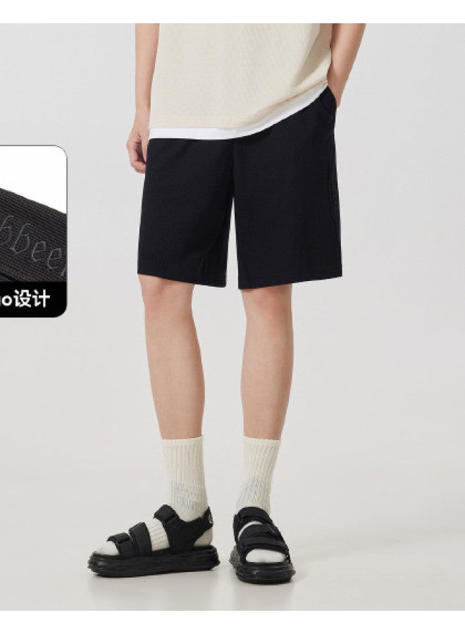Cabbeen Men's Knitted Shorts Wide-leg Straight Cut Comfortable Casual Summer Knitted Shorts Men's Pants - Image 1
