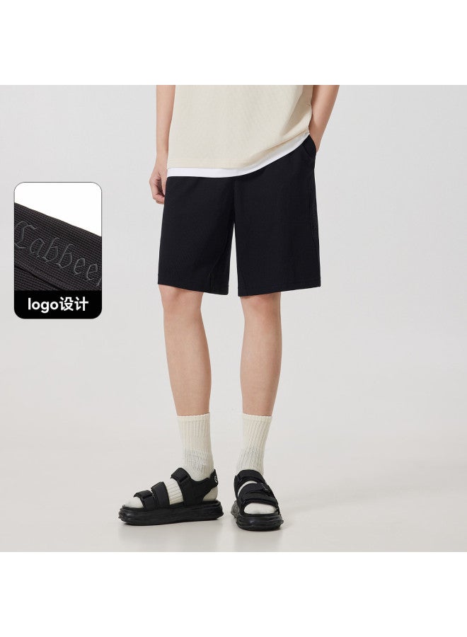 Cabbeen Men's Knitted Shorts Wide-leg Straight Cut Comfortable Casual Summer Knitted Shorts Men's Pants - Image 2