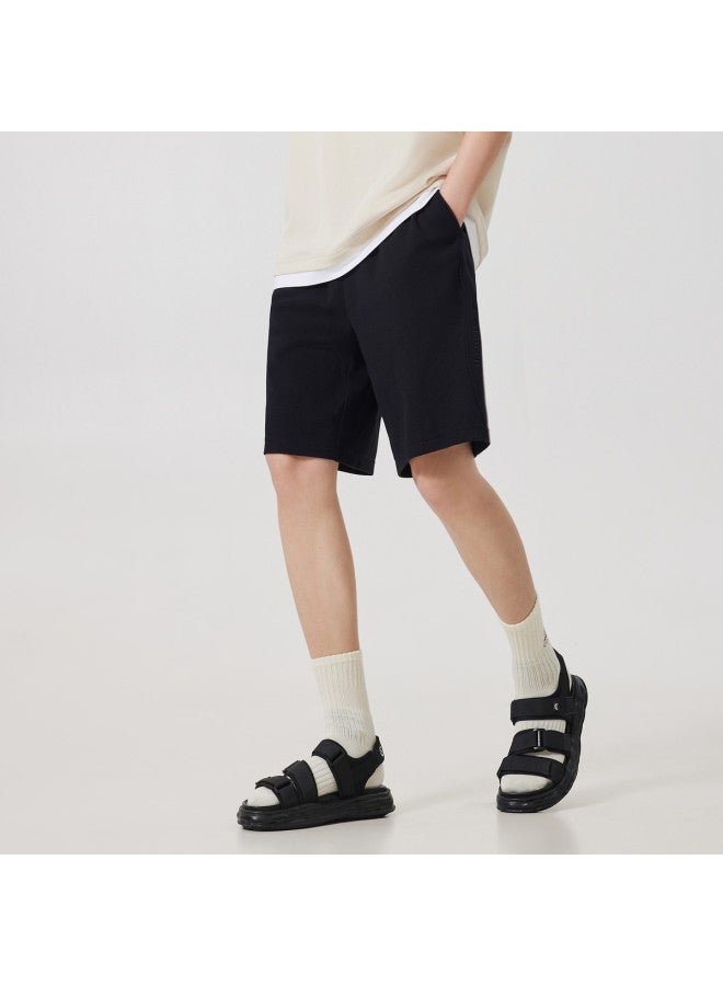 Cabbeen Men's Knitted Shorts Wide-leg Straight Cut Comfortable Casual Summer Knitted Shorts Men's Pants - Image 3