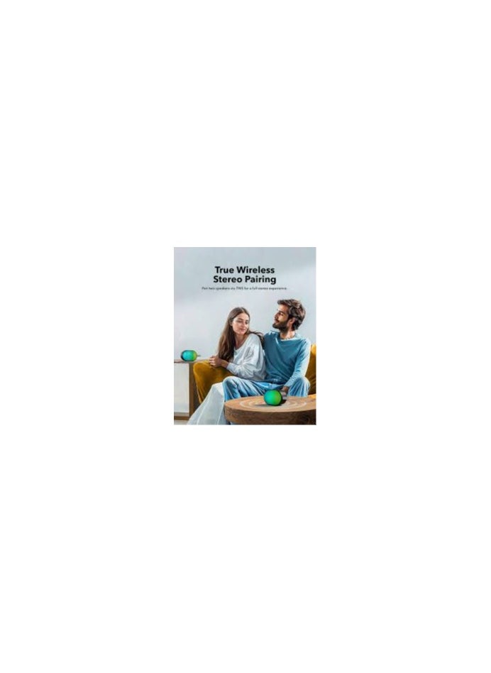 مكبر صوت Soundcore من Anker Pyro Mini محمول ومدمج بقدرة 6 وات مزود بتقنية البلوتوث مع صوت جهير عالٍ وقوي، وقت تشغيل 10 ساعات، مشغل 57 ملم، اتصال بلوتوث 5.3 - أسود