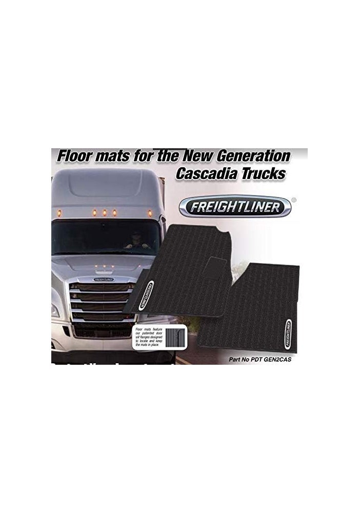 Freightliner Cascadia Rubber All-Weather OEM Floor Mats with Logo - 2 Piece Front Set (2018-2019) - Image 3