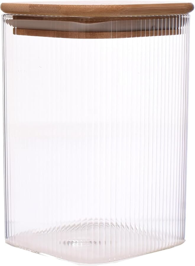Rocky 15 cm Square Glass Spice Jar with Sealed Wooden Lid-T-1425