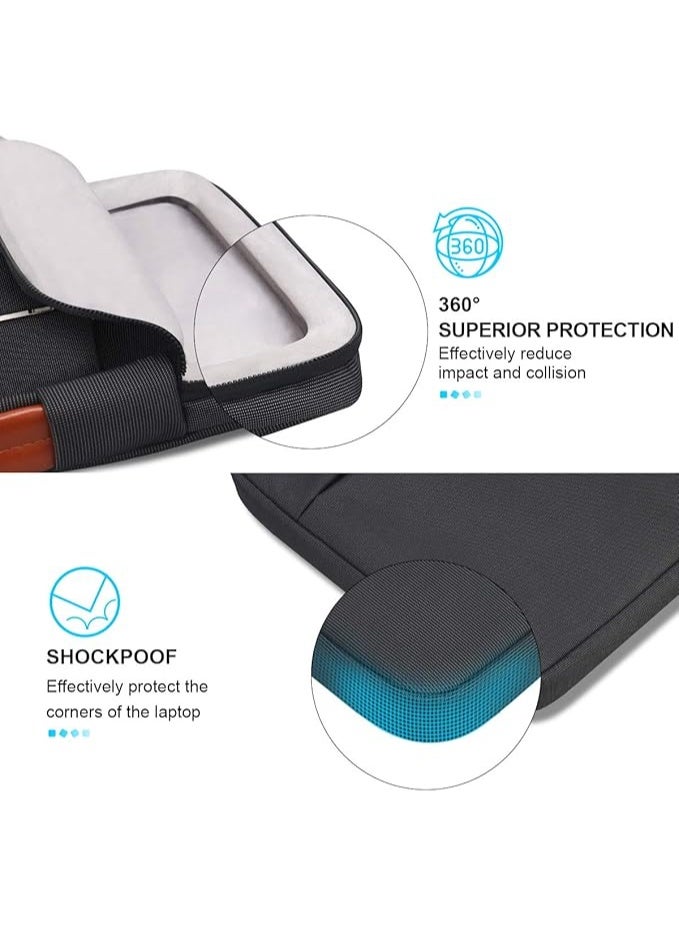 لاكدو جراب كمبيوتر محمول واقٍ 360 درجة لجهاز MacBook Pro M3 Pro/Max M2 M1 Pro/Max A2991 A2780 A2485 A2141 مقاس 16 بوصة 2023-2019، حقيبة كمبيوتر Surface Laptop 5/4/3/2/1 مقاس 15 بوصة مقاومة للماء، لون أسود - Image 3