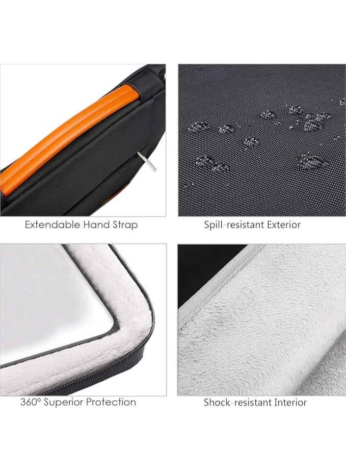 لاكدو جراب كمبيوتر محمول واقٍ 360 درجة لجهاز MacBook Pro M3 Pro/Max M2 M1 Pro/Max A2991 A2780 A2485 A2141 مقاس 16 بوصة 2023-2019، حقيبة كمبيوتر Surface Laptop 5/4/3/2/1 مقاس 15 بوصة مقاومة للماء، لون أسود - Image 4