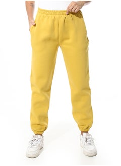 Andora Elastic Waist Fleeced Pants_Mustard  - Image 1