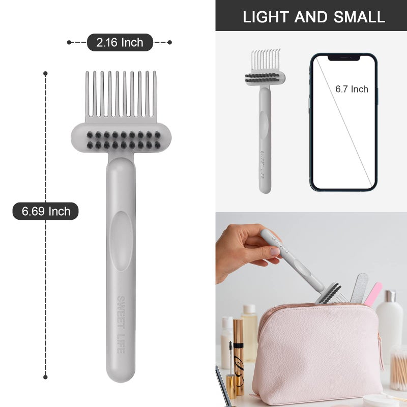 RHOS Hair Brush Cleaning Tool, 2-in-1 High-toughness Cleaning Claws and High-hardness Bristles, Suitable for Home, Hair Salon and Other Places, Ergonomic Handle, 2 Pack-Gray - Image 2