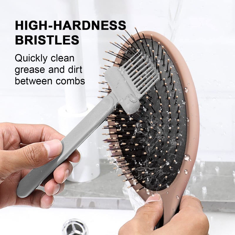 RHOS Hair Brush Cleaning Tool, 2-in-1 High-toughness Cleaning Claws and High-hardness Bristles, Suitable for Home, Hair Salon and Other Places, Ergonomic Handle, 2 Pack-Gray - Image 5