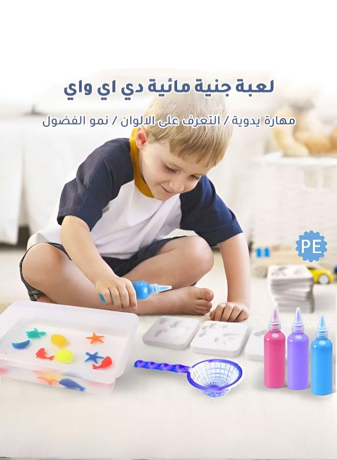 Arabic (العربية): مجموعة ألعاب قزم الماء السحري ثلاثية الأبعاد للأطفال - طقم الجنية المائية DIY مع 8 ألوان جل و8 قوالب - مجموعة صنع حيوانات المحيط الإبداعية، لعبة تعليمية وهدية للأطفالمن سن 6 سنوات فما فوق - Image 2