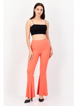 Aerie Women Regular Fit Flare Ribbed Pants, Red  - Image 3
