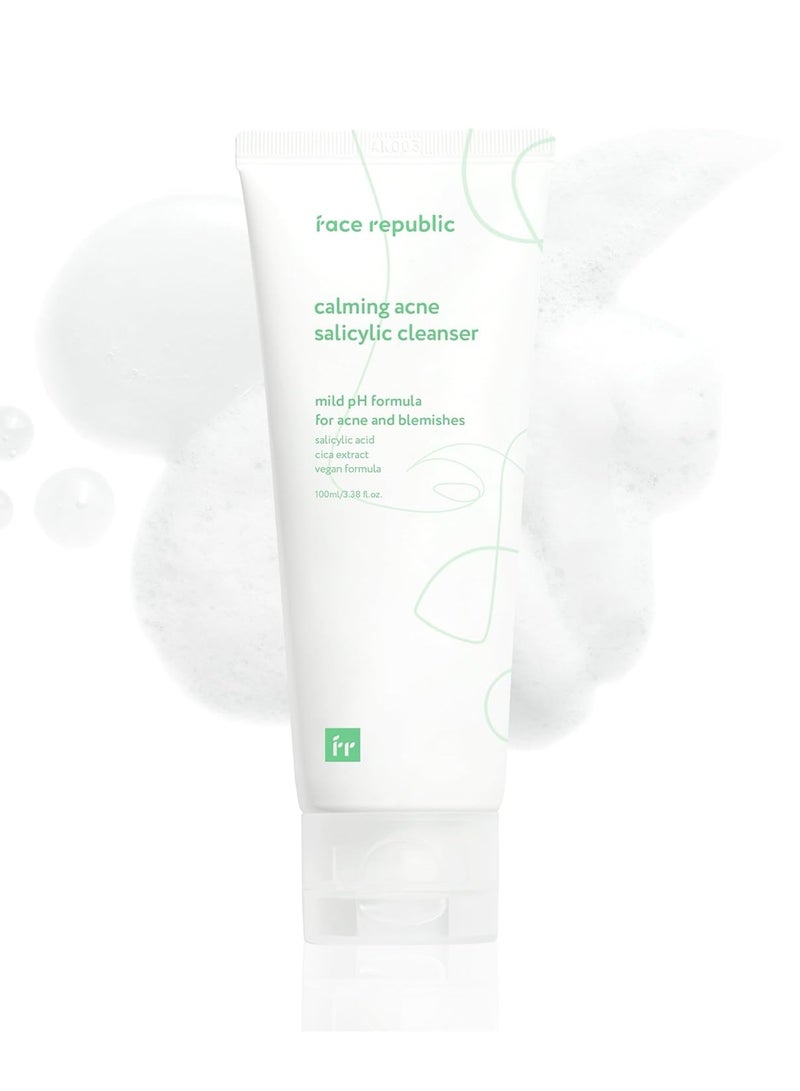 Face Republic Face Republic Calming Acne Salicylic Cleanser 100ml 3.38 fl oz | Acne Care, Low pH Gel Foam | Calming, Clarifying, Oil Control | Salicylic Acid, Centella Asiatica, Tea Tree | Vegan Korean Face Wash - Image 1