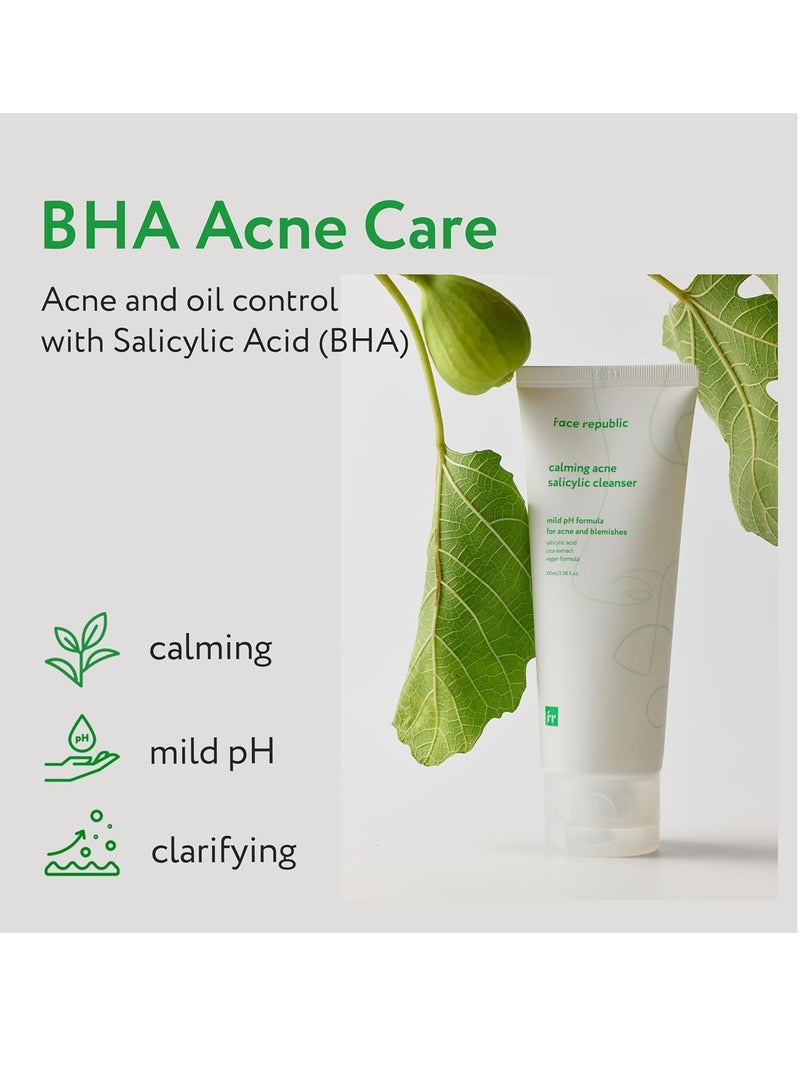 Face Republic Face Republic Calming Acne Salicylic Cleanser 100ml 3.38 fl oz | Acne Care, Low pH Gel Foam | Calming, Clarifying, Oil Control | Salicylic Acid, Centella Asiatica, Tea Tree | Vegan Korean Face Wash - Image 2