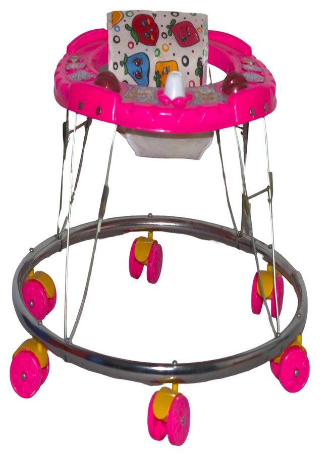 EVOSHINE Baby Walker for Kids 6-18 Months | Soft Cushion Seat | Safe & Comfy Walking Support for Boys & Girls | 360° Rotating Wheels (Pink) - Image 4