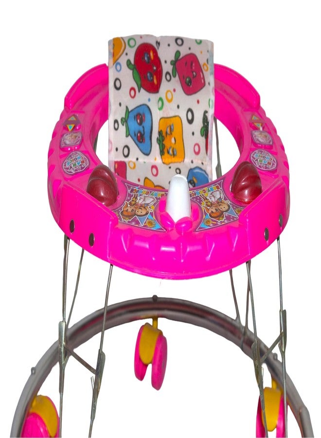 EVOSHINE Baby Walker for Kids 6-18 Months | Soft Cushion Seat | Safe & Comfy Walking Support for Boys & Girls | 360° Rotating Wheels (Pink) - Image 5