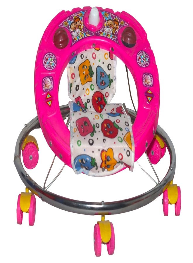 EVOSHINE Baby Walker for Kids 6-18 Months | Soft Cushion Seat | Safe & Comfy Walking Support for Boys & Girls | 360° Rotating Wheels (Pink) - Image 3