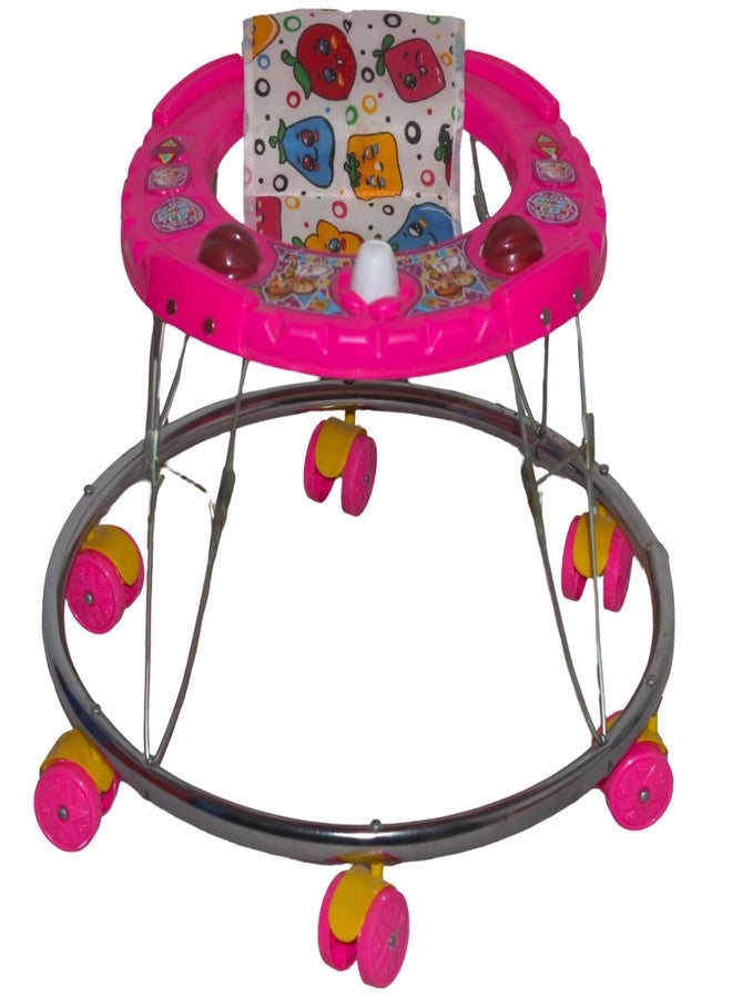 EVOSHINE Baby Walker for Kids 6-18 Months | Soft Cushion Seat | Safe & Comfy Walking Support for Boys & Girls | 360° Rotating Wheels (Pink) - Image 1