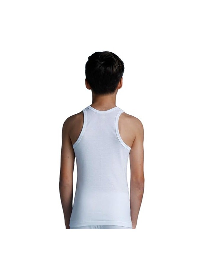 Slugger Cotton Vest For Boys, White, 3 Piece Pack - Image 2