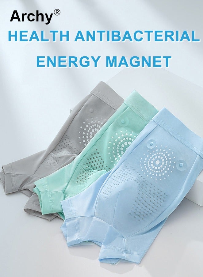 Archy 3 Pcs Boxer Briefs for Men Ice Silk modal comfort Underwear Solid Color Trunks Support Pouch Underpants Summer Graphene Ice Silk Underwear Men Mid-Waist Boxers - Image 3