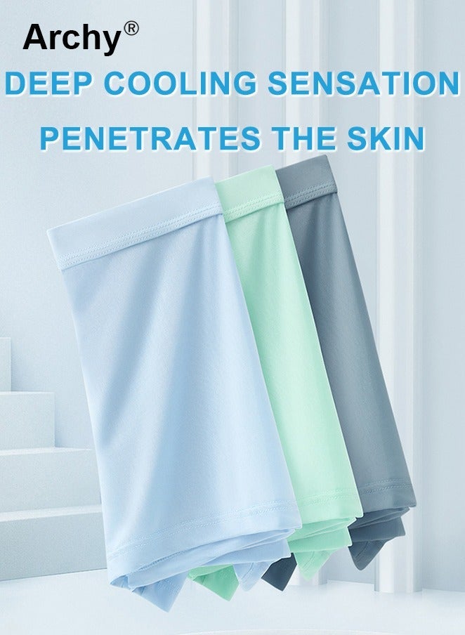 Archy 3 Pcs Boxer Briefs for Men Ice Silk modal comfort Underwear Solid Color Trunks Support Pouch Underpants Summer Graphene Ice Silk Underwear Men Mid-Waist Boxers - Image 5