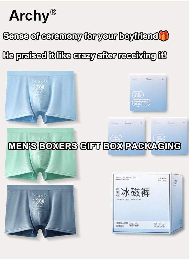 Gift Box Package-3 Pack Men's Boxers Underwear Trunk Boxer Shorts Under Pants Gift Set Ice Silk Men's Summer Graphene Mid-waist Boxer Briefs Large Size Seamless Boxer Briefs - pzsku/ZB489D517FA33B39896C2Z/45/_/1735276603/d529b750-1d48-4af9-95f8-56af34faae43