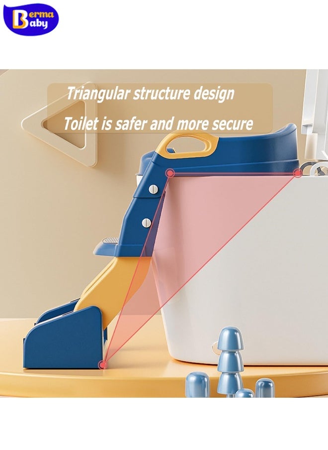 Berma Baby Baby Potty Seat, 3-in-1 Toilet Potty Training Seat, Toddlers Potty Training Toilet Seat Boys Girls, Kids Potty Training Seat Step Stool Ladder, Potty Chair with Anti-Slip Pads (Blue)  - Image 2