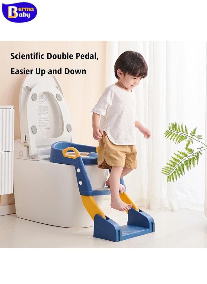 Berma Baby Baby Potty Seat, 3-in-1 Toilet Potty Training Seat, Toddlers Potty Training Toilet Seat Boys Girls, Kids Potty Training Seat Step Stool Ladder, Potty Chair with Anti-Slip Pads (Blue)  - Image 4