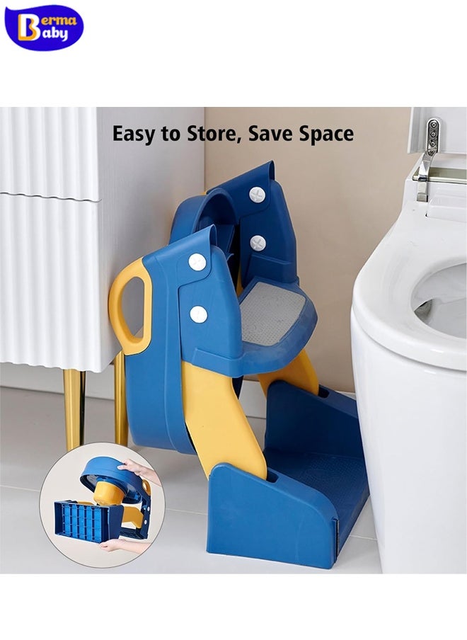 Berma Baby Baby Potty Seat, 3-in-1 Toilet Potty Training Seat, Toddlers Potty Training Toilet Seat Boys Girls, Kids Potty Training Seat Step Stool Ladder, Potty Chair with Anti-Slip Pads (Blue)  - Image 5